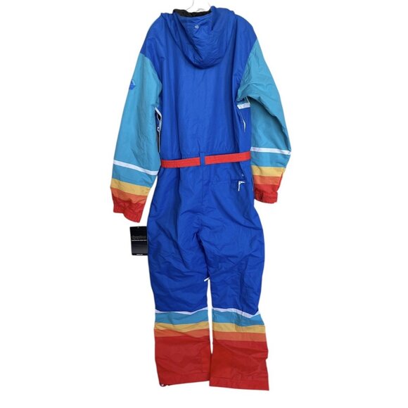 Tipsy Elves Ski Snow Suit Mens Size XL Rise N Ride Retro Blue Green Red Hooded - Picture 7 of 11